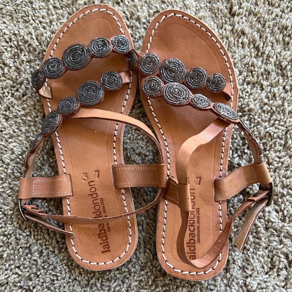 Laidback London Beaded Strappy Sandals - Picture 1 of 3